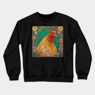 Chicken Lover Hen And Flowers Crewneck Sweatshirt